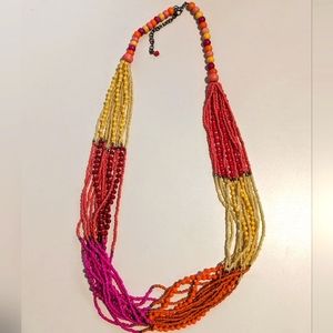 Vintage Boho Multi Strand Multi Colour Beaded Necklace